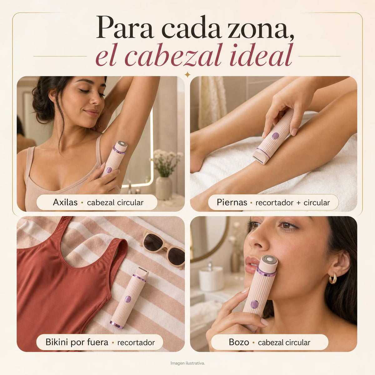 Axilas, piernas, bikini y bozo con un solo aparato