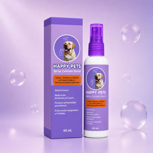 Happy Pets — Spray de cuidado bucal para perros y gatos (60 ml)