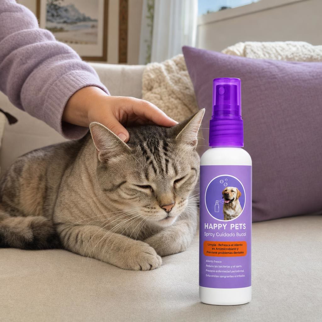 Happy Pets — Spray de cuidado bucal para perros y gatos (60 ml)