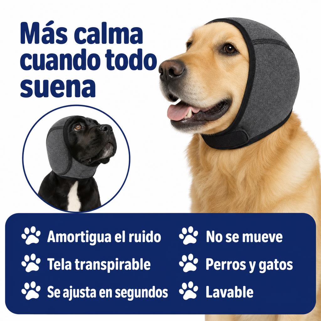Orejeras antirruido para perros y gatos — Calma en truenos y fuegos artificiales