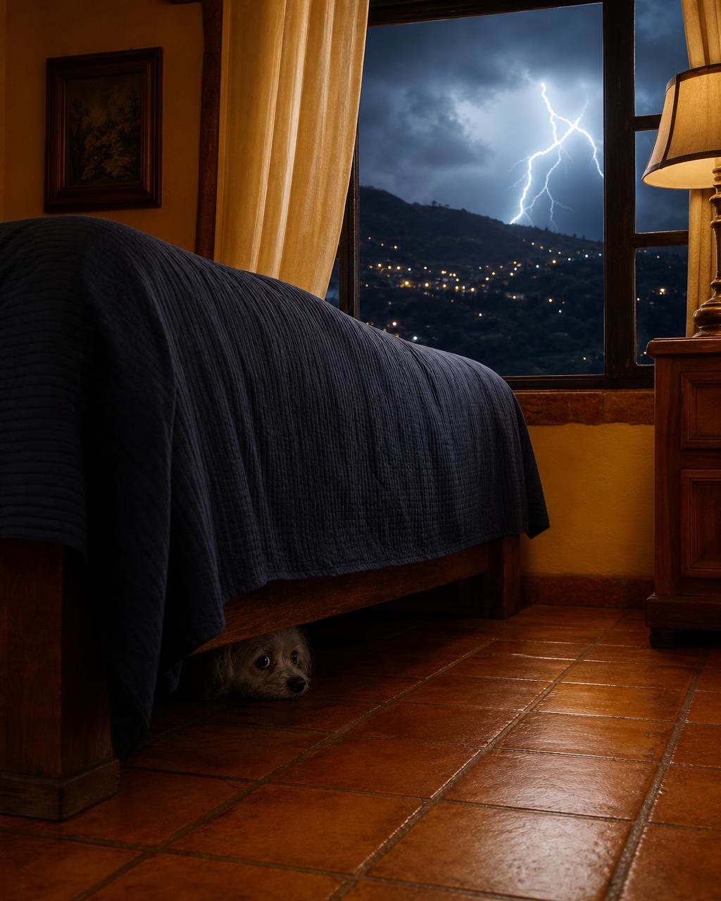 ¿Se esconde debajo de la cama cuando truena?