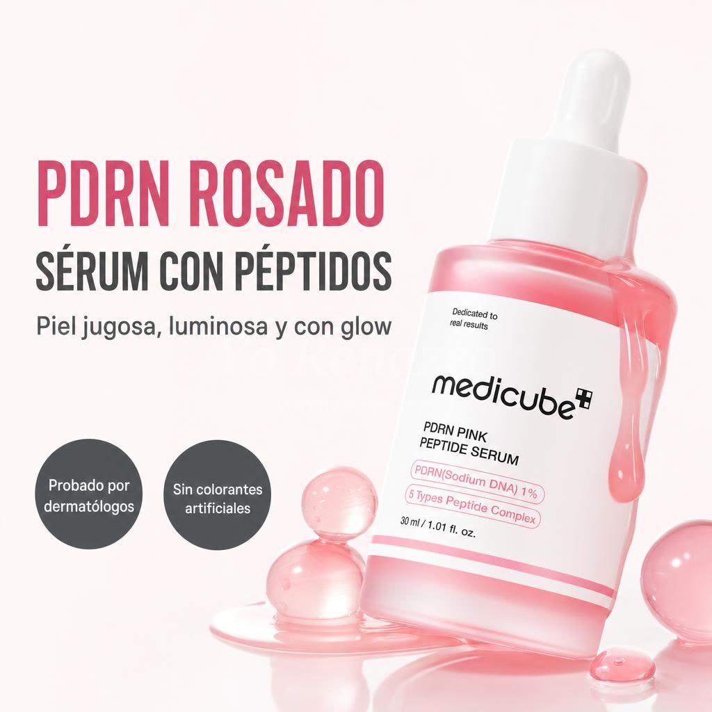 Sérum Rosado PDRN Medicube — Glow, hidratación y firmeza, skincare coreano (30 ml)